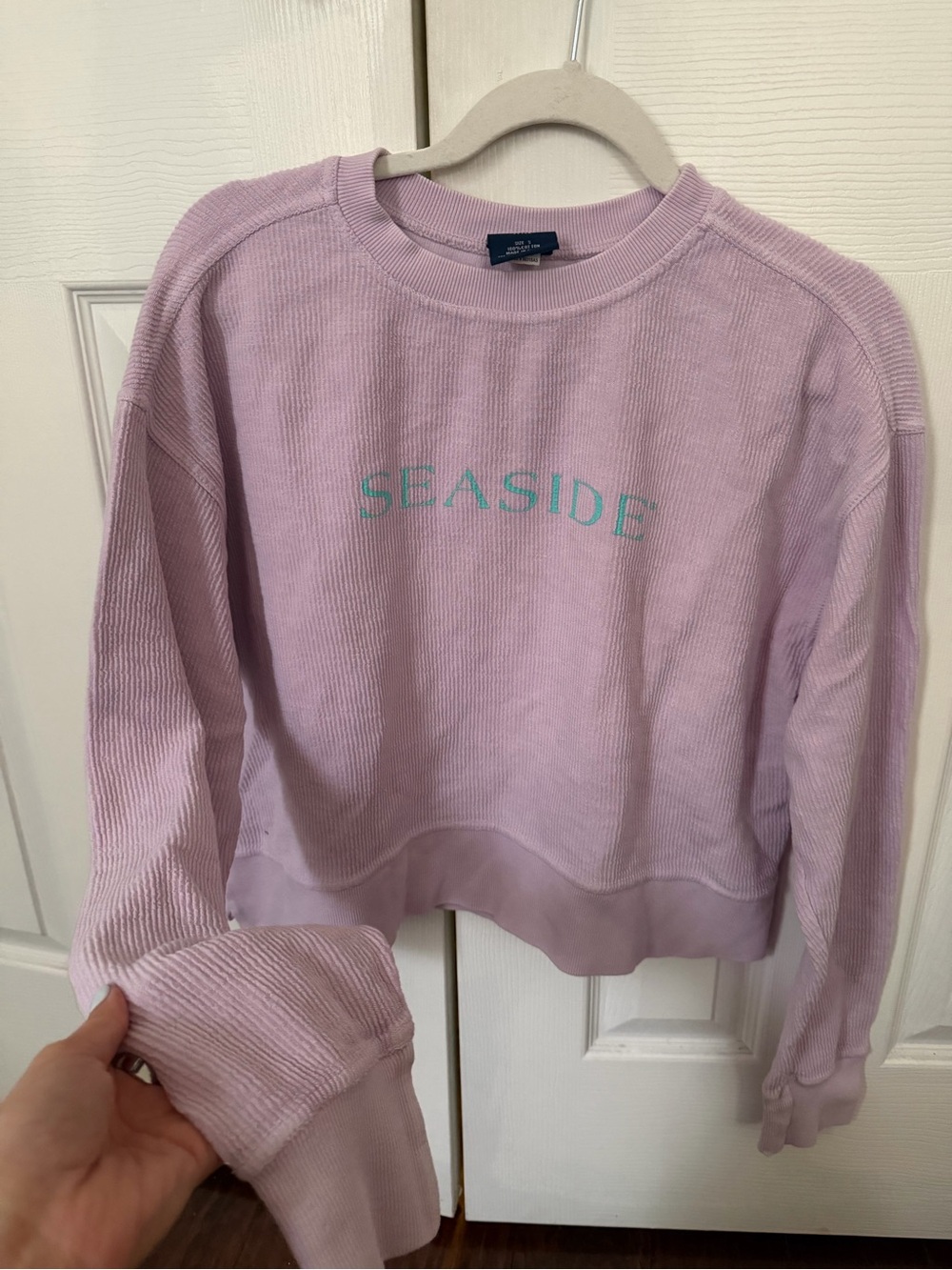 Lilac "SEASIDE" Corded Crewneck Sweatshirt